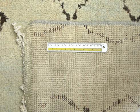 9 Feet Moroccan Beige Hand Woven Wool Runner Rug