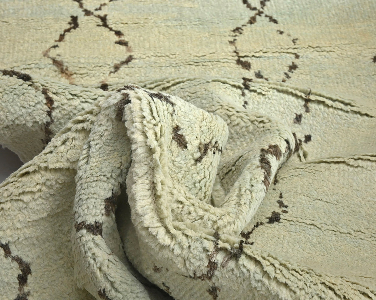 9 Feet Moroccan Beige Hand Woven Wool Runner Rug