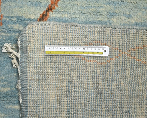 11 Feet Moroccan Blue Hand Woven Wool Runner Rug