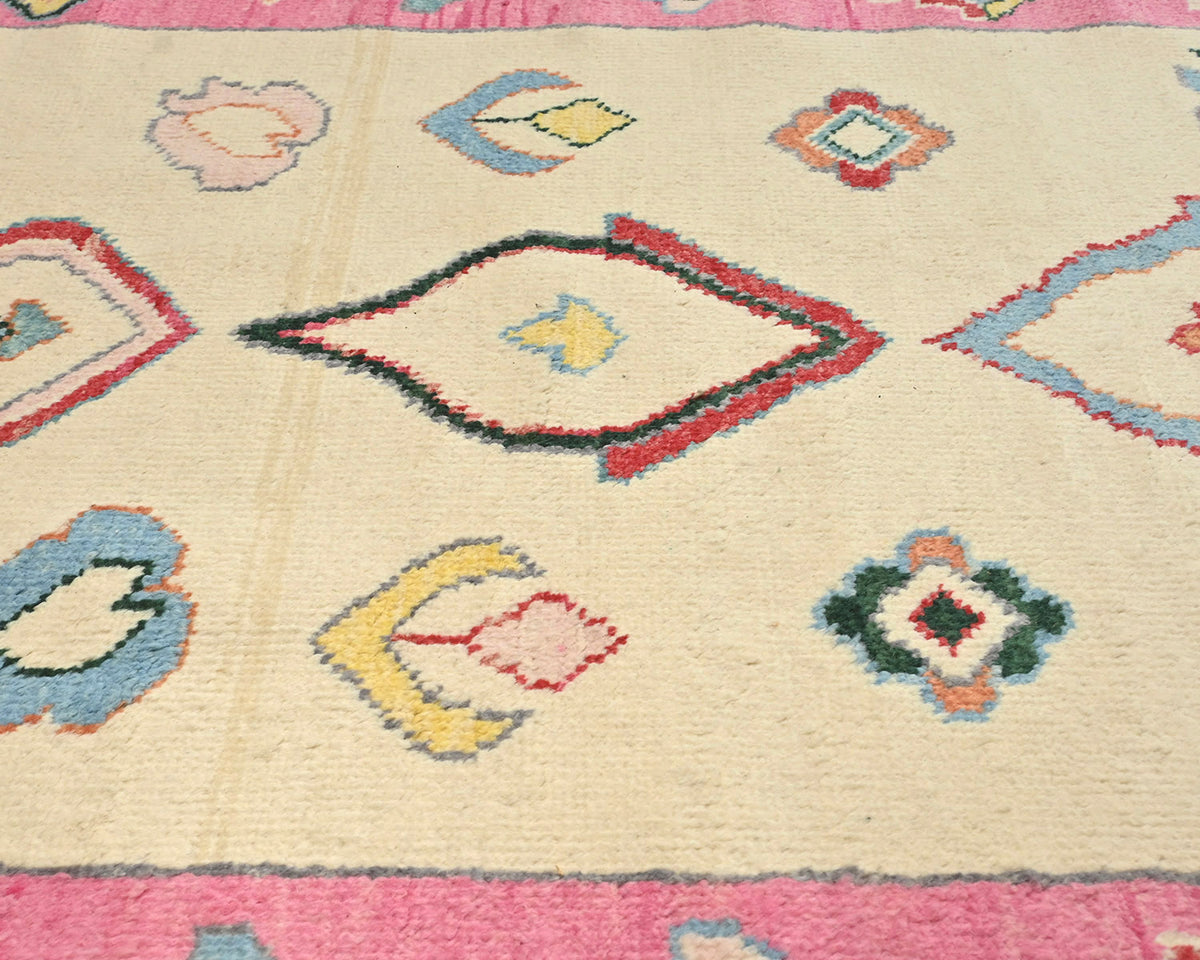 Alfombra marroquí de lana tejida a mano en beige de 4 metros
