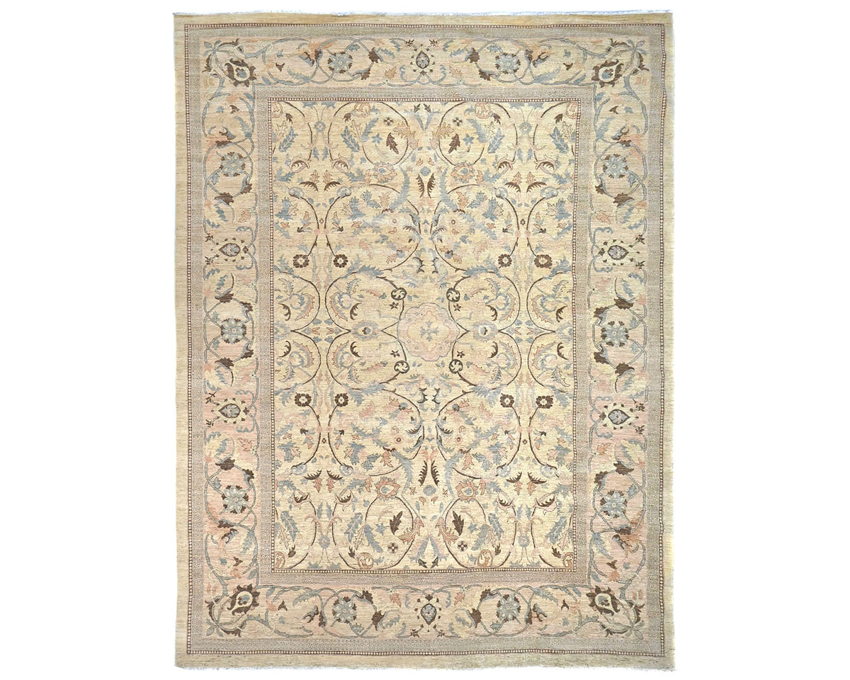 10x14 Chobi Fine Quality Beige Afghan Hand Knotted Wool Area Rug