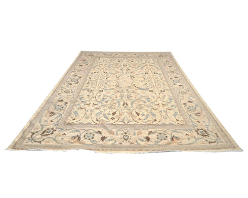 10x14 Chobi Fine Quality Beige Afghan Hand Knotted Wool Area Rug