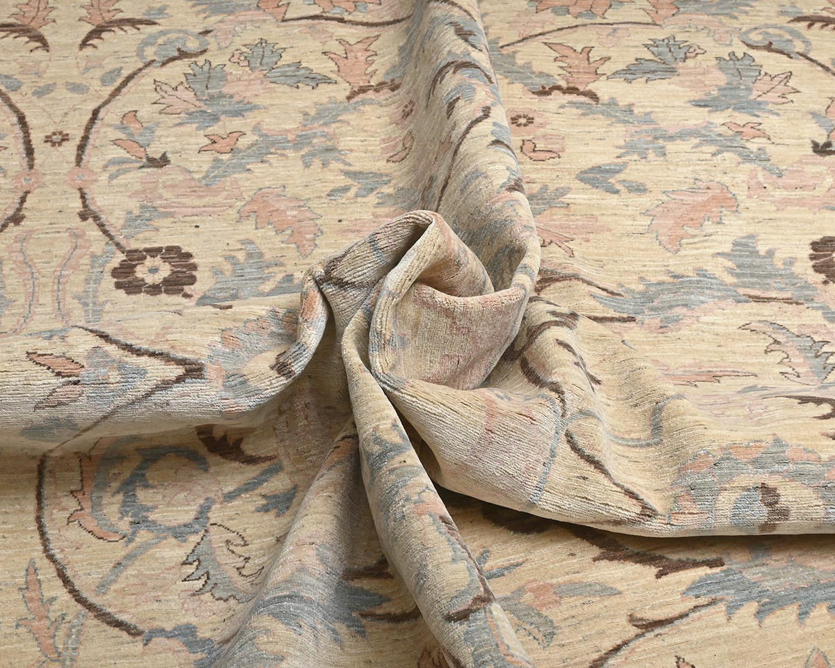 Alfombra afgana de lana anudada a mano, color beige, de 10 x 14 pulgadas, Chobi