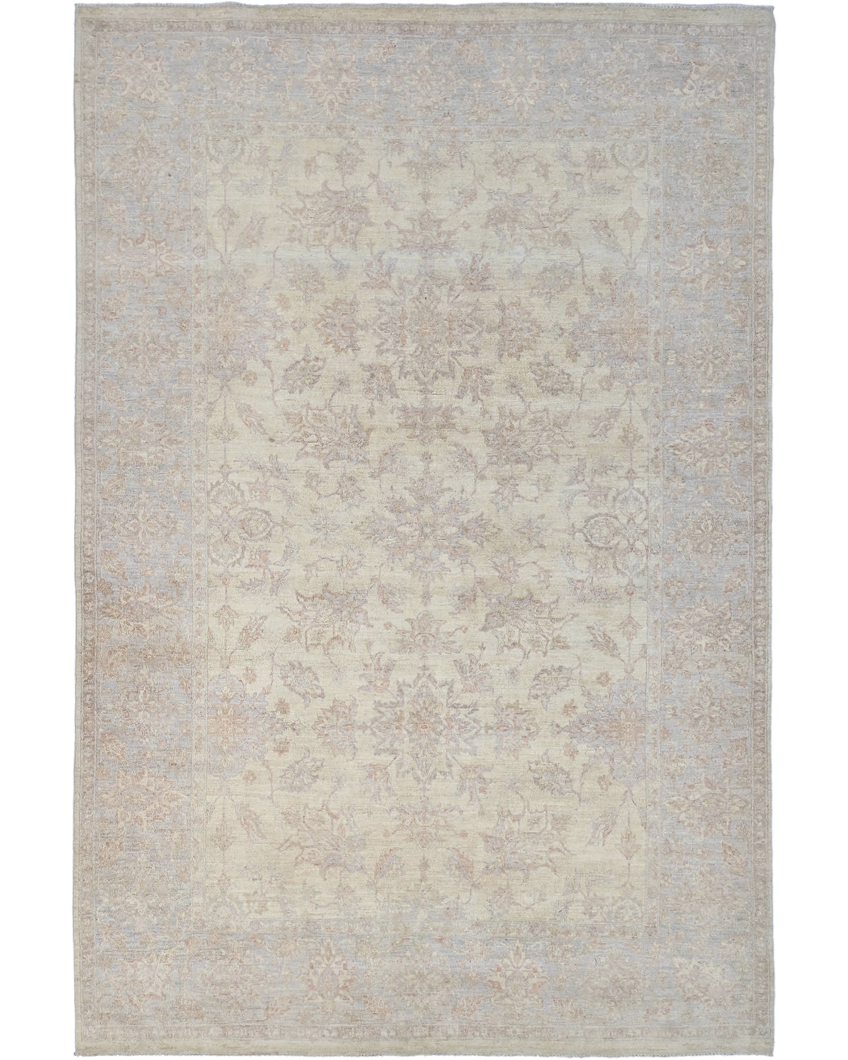 Alfombra de lana anudada a mano, estilo persa oriental beige, de 6 x 9 pulgadas