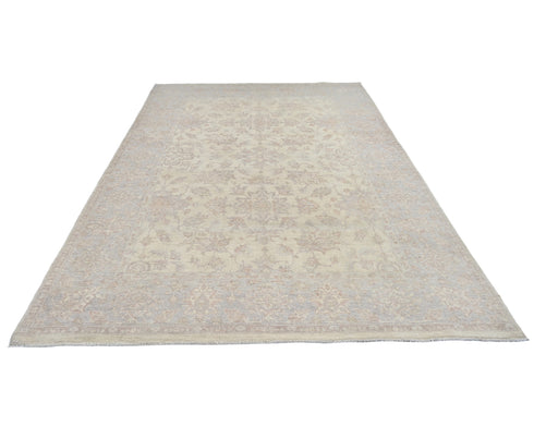 6x9 Oriental Beige Persian Style Hand Knotted Wool Area Rug