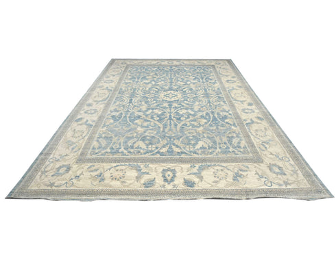 10x14 Chobi Fine Quality Blue Afghan Hand Knotted Wool Area Rug