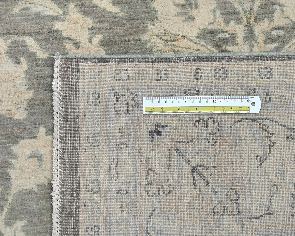 Alfombra de lana anudada a mano, estilo persa, con diseño floral, color gris oriental, de 6 x 9 pulgadas