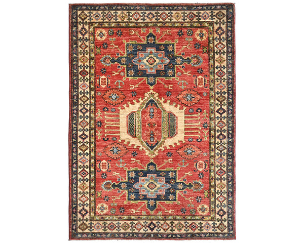 4x6 Red Ersari Afghan Hand Knotted Veg Dye Wool Area Rug