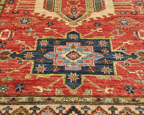 4x6 Red Ersari Afghan Hand Knotted Veg Dye Wool Area Rug