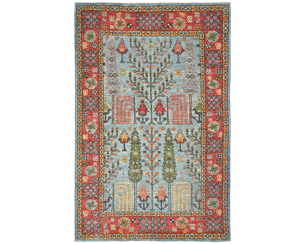 4x6 Blue Ersari Afghan Hand Knotted Veg Dye Wool Area Rug