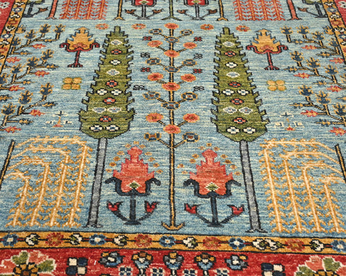 4x6 Blue Ersari Afghan Hand Knotted Veg Dye Wool Area Rug