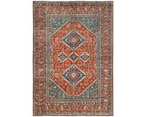 5x7 Red Ersari Afghan Hand Knotted Veg Dye Wool Area Rug