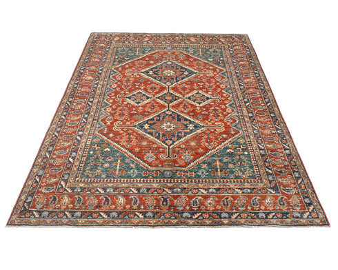 5x7 Red Ersari Afghan Hand Knotted Veg Dye Wool Area Rug