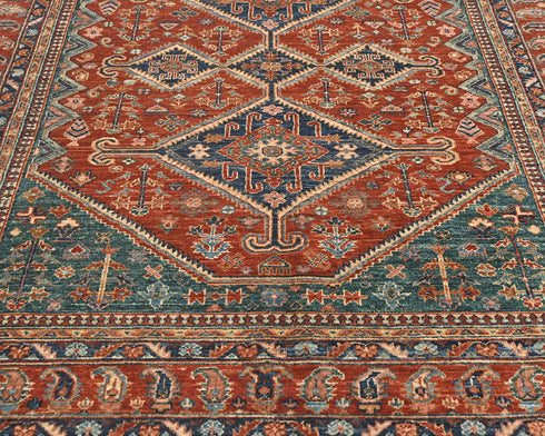 5x7 Red Ersari Afghan Hand Knotted Veg Dye Wool Area Rug