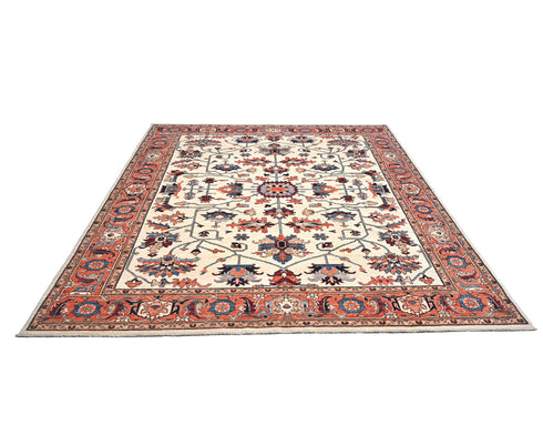 8x10 Beige Aryana Afghan Hand Knotted Veg Dye Wool Area Rug