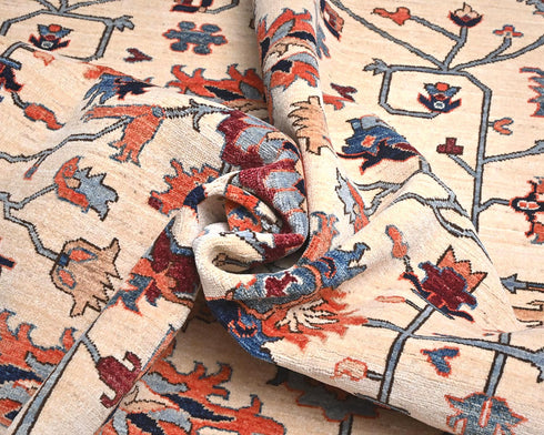 8x10 Beige Aryana Afghan Hand Knotted Veg Dye Wool Area Rug