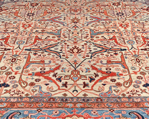 Alfombra afgana Aryana de lana teñida con vegetales, anudada a mano, de 9 x 12 pulgadas, color gris y azul