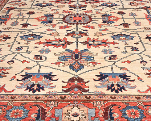 9x12 Beige Rust Aryana Afghan Hand Knotted Veg Dye Wool Area Rug