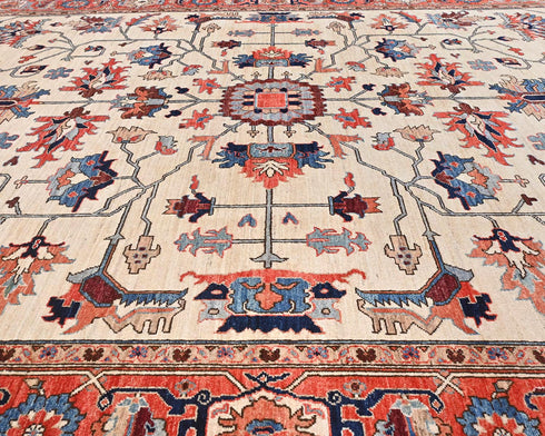 9x12 Beige Rust Aryana Afghan Hand Knotted Veg Dye Wool Area Rug