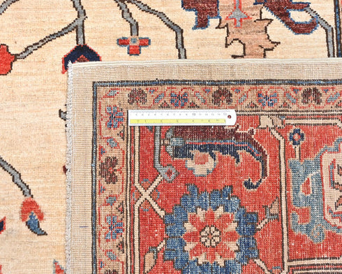 9x12 Beige Rust Aryana Afghan Hand Knotted Veg Dye Wool Area Rug