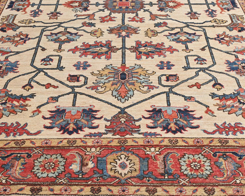 6x9 Beige Aryana Afghan Hand Knotted Veg Dye Wool Area Rug
