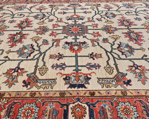 6x9 Beige Aryana Afghan Hand Knotted Veg Dye Wool Area Rug