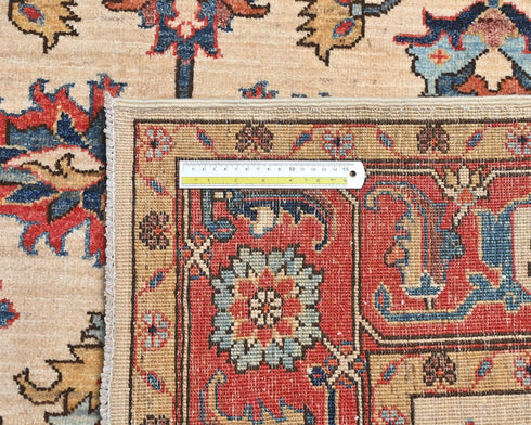 6x9 Beige Aryana Afghan Hand Knotted Veg Dye Wool Area Rug