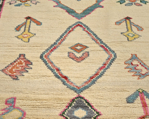 12 Feet Moroccan Beige Hand Woven Wool Runner Rug