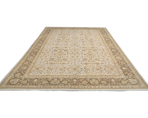 Alfombra de lana anudada a mano, estilo persa, color gris oriental, 10 x 13