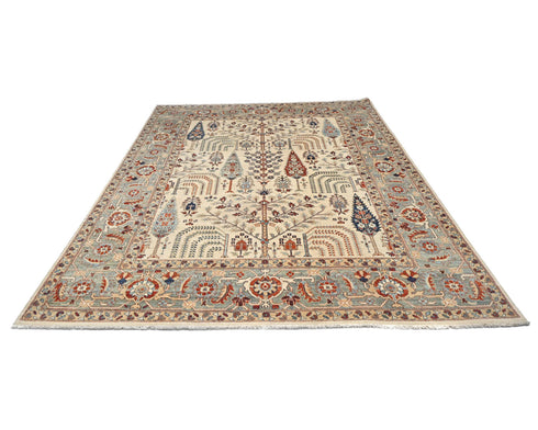 8x10 Beige Khurgeen Afghan Hand Knotted Wool Area Rug