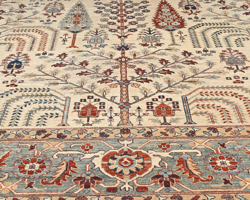 8x10 Beige Khurgeen Afghan Hand Knotted Wool Area Rug