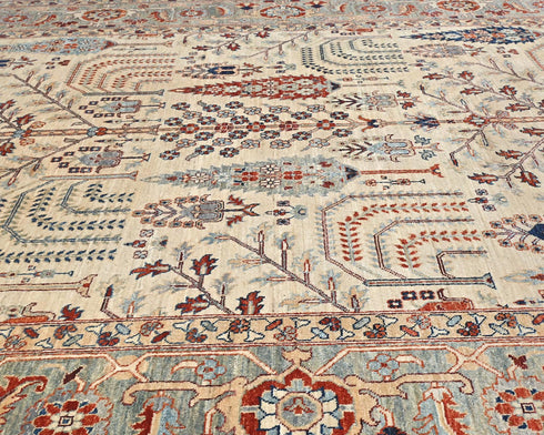 8x10 Beige Khurgeen Afghan Hand Knotted Wool Area Rug