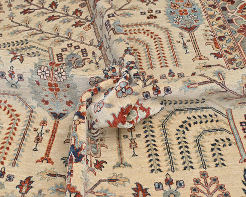 8x10 Beige Khurgeen Afghan Hand Knotted Wool Area Rug