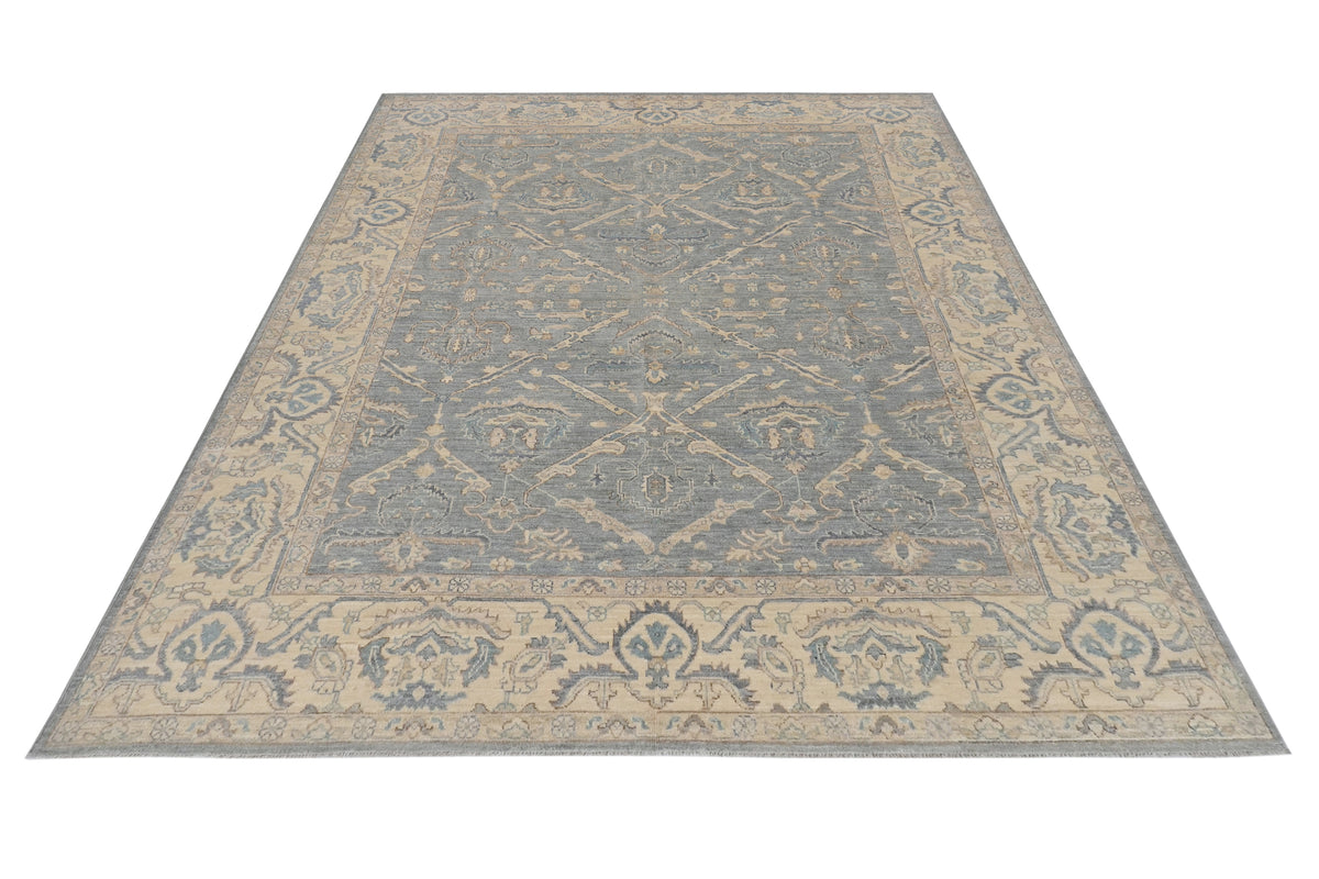 8x10 Gray Beige Chobi Afghan Hand Knotted Traditional Wool Area Rug
