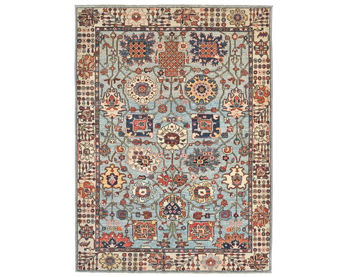 5x7 Blue Aryana Afghan Hand Knotted Veg Dye Wool Area Rug