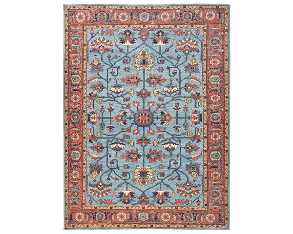 6x9 Blue Rust Aryana Afghan Hand Knotted Veg Dye Wool Area Rug