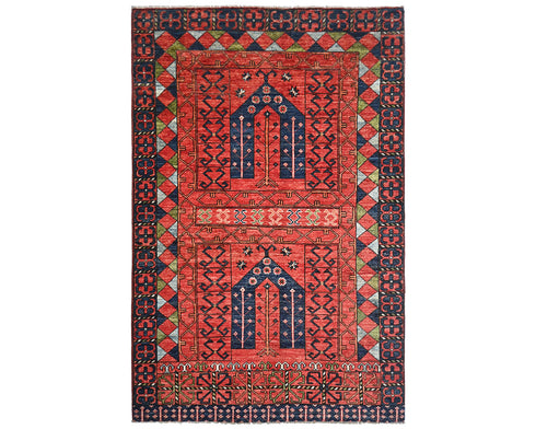 4x6 Rust Ersari Afghan Hand Knotted Veg Dye Wool Area Rug