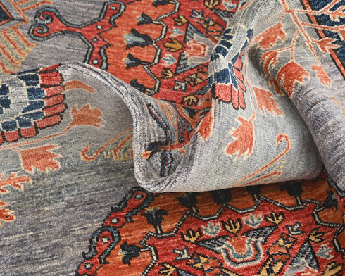 5x7 Gray Rust Ersari Afghan Hand Knotted Veg Dye Wool Area Rug