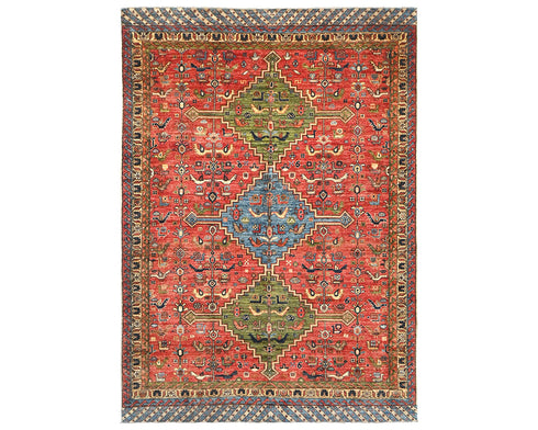 6x8 Rusty Red Ersari Afghan Hand Knotted Veg Dye Wool Area Rug