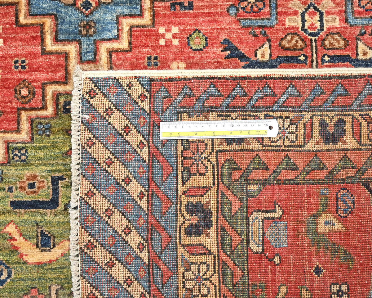 Alfombra afgana Ersari de lana teñida con vegetales, anudada a mano, color rojo óxido, 6 x 8
