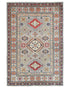 4x6 Gray Kuba Afghan Hand Knotted Wool Area Rug