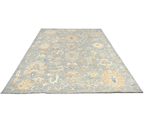 8x10 Gray Aryana Afghan Hand Knotted Veg Dye Wool Area Rug