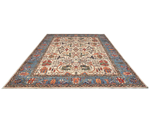9x12 Gray Aryana Afghan Hand Knotted Veg Dye Wool Area Rug