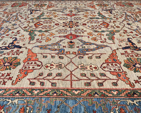 9x12 Gray Aryana Afghan Hand Knotted Veg Dye Wool Area Rug