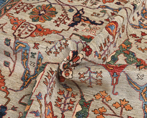 9x12 Gray Aryana Afghan Hand Knotted Veg Dye Wool Area Rug