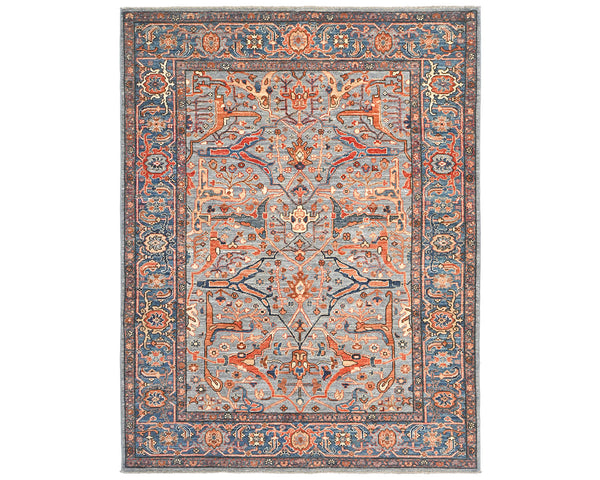 5x7 Gray Blue Aryana Afghan Hand Knotted Veg Dye Wool Area Rug