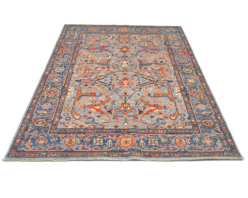 5x7 Gray Blue Aryana Afghan Hand Knotted Veg Dye Wool Area Rug