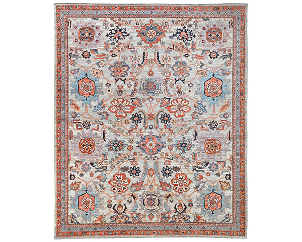 8x10 Gray Aryana Afghan Hand Knotted Veg Dye Wool Area Rug