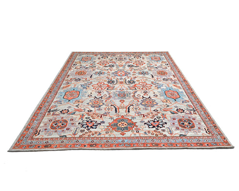 8x10 Gray Aryana Afghan Hand Knotted Veg Dye Wool Area Rug