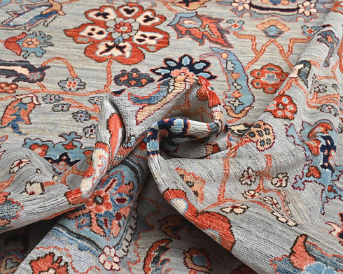 8x10 Gray Aryana Afghan Hand Knotted Veg Dye Wool Area Rug